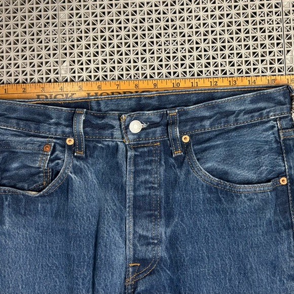 Levi's 501 Straight Leg Dark Was Blue Jeans - Picture 3 of 8